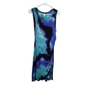CY Fashion Dress Womens Small Ruched Sleeveless Tie Dye
